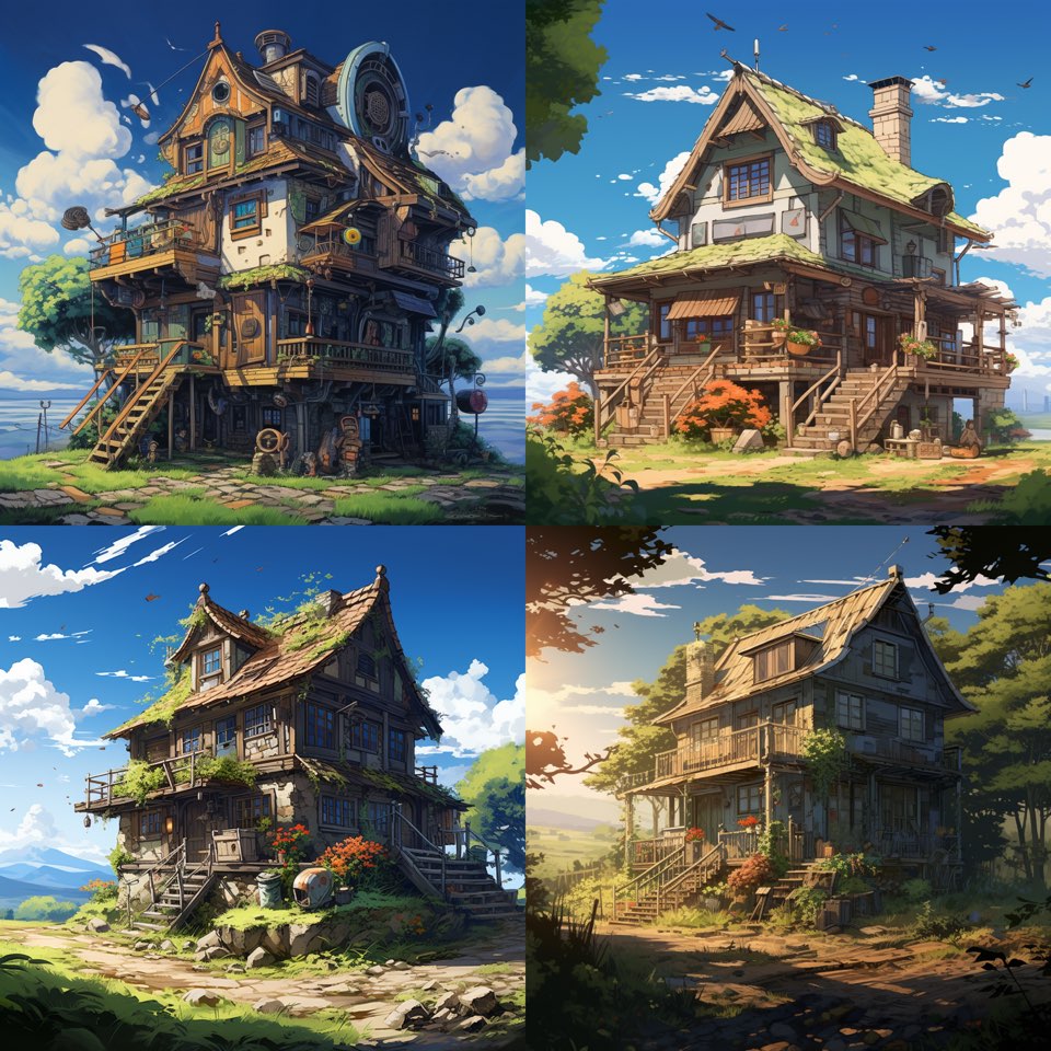 a house, in the style of anime art