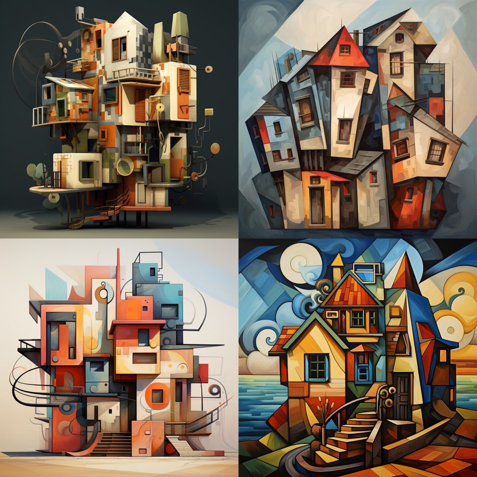 a house, in the style of cubism